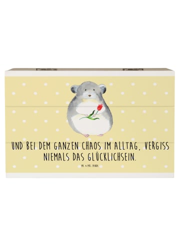 Mr. & Mrs. Panda Holzkiste Chinchilla Blume mit Spruch in Gelb Pastell