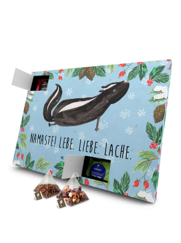 Mr. & Mrs. Panda Adventskalender Stinktier Yoga mit Spruch in Eisblau
