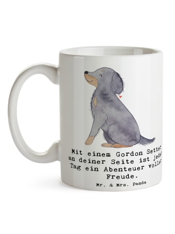 Mr. & Mrs. Panda Kaffeebecher Gordon Setter Freude mit Spruch in Weiß