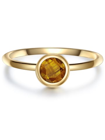 Glanzstücke München Ring Sterling Silber Tigerauge in gelbgold