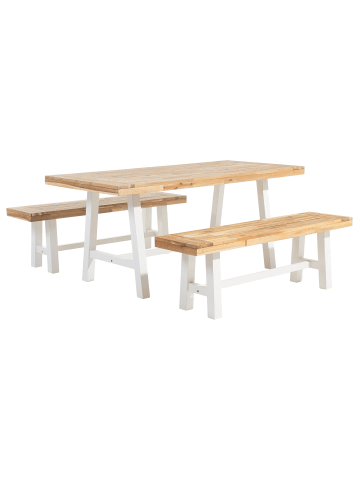 Beliani 3-tlg Gartentisch Set SCANIA in Braun/Weiß