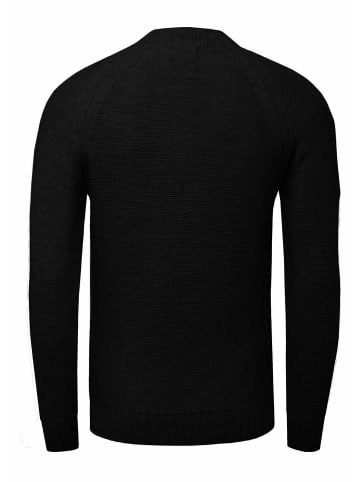 Rusty Neal Grobstrick Einfarbiger Stehkragen-Pullover in Schwarz
