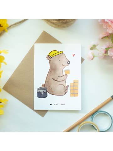 Mr. & Mrs. Panda Klappkarte Maurer Herz ohne Spruch in Weiß