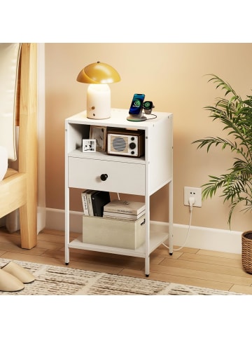 COSTWAY Nachttisch mit Ladestation in Weiß