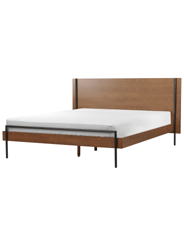 Beliani 2-tlg Doppelbett LIBERMONT in Braun/Schwarz