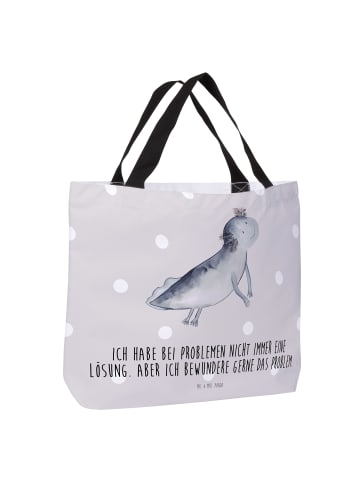 Mr. & Mrs. Panda Damen Schultertasche Axolotl Schwimmen mit Spruch in Grau Pastell