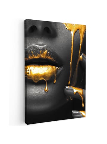 MuchoWow Leinwand bilder Gesicht gold schwarz (BxH)