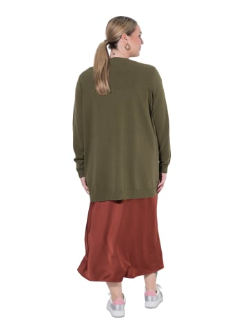 MIAMODA Strickjacke in dunkles olive