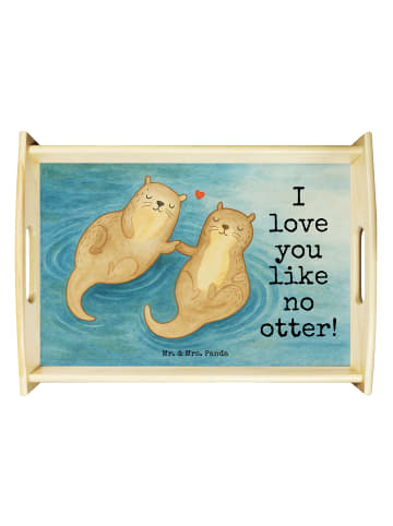 Mr. & Mrs. Panda Dekotablett Otter Hände halten Design mit Spruch in Weiß