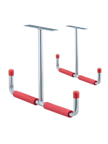 relaxdays 4 x Deckenhaken in Silber - (B)42 x (H)30 x (T)2,5 cm