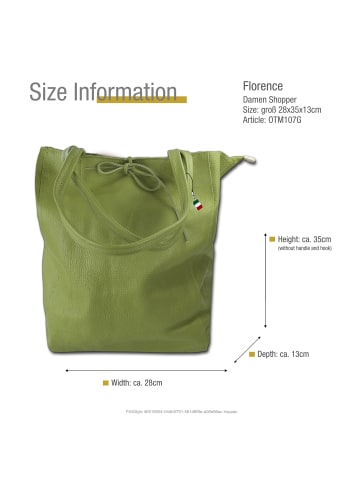 Florence Leder Shopper, Schultertasche Florence Tasche olivgrün ca. 28cm