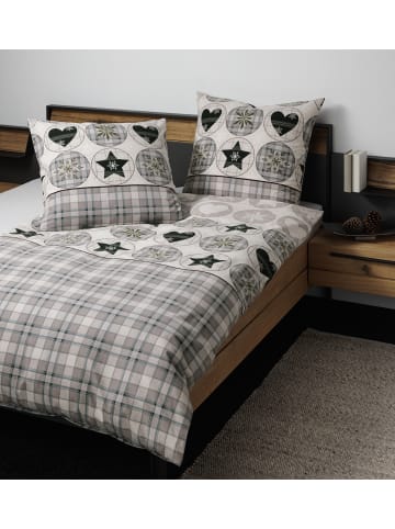 Janine Feinbiber Baumwoll Bettwäsche Davos in grün mauve