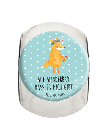 Mr. & Mrs. Panda Kaffeedose Fuchs Blumen mit Spruch in Türkis Pastell