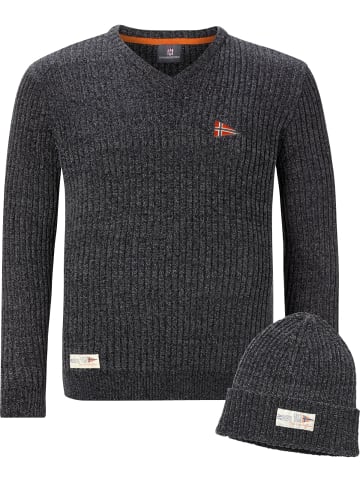 Jan Vanderstorm Pullover mit Mütze RONAI in dunkelgrau melange
