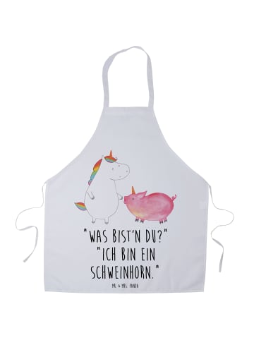 Mr. & Mrs. Panda Schürze Einhorn Schwein mit Spruch in Weiß