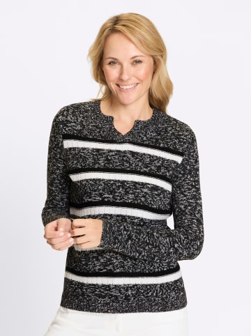 Sieh an! Ringel-Pullover in schwarz-weiß-gemustert