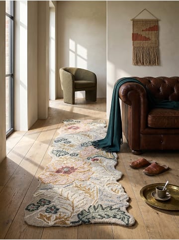 KADIMA DESIGN Teppich Wolle Handgetuftet CHAR Shaped Botanisch Floral Wohnzimmer in Hellrosa