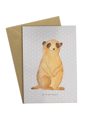Mr. & Mrs. Panda babykarte Erdmännchen ohne Spruch in Grau Pastell
