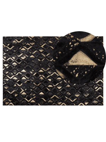 Beliani Kurzflor DEVELI in Schwarz/Gold - (W) 140 x (H) 1 x (L) 200 cm