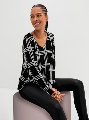 WITT WEIDEN V-Shirt in schwarz-weiß-bedruckt