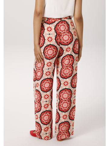 Aniston CASUAL Schlupfhose in wollweiß-rot-schwarz-rosa-khaki