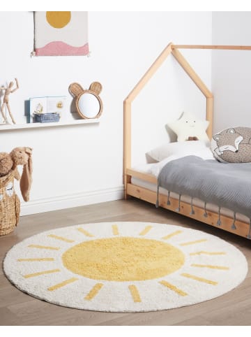 Beliani Kurzflor BAIKER in Beige/Gelb - (W) 140 x (L) 140 cm