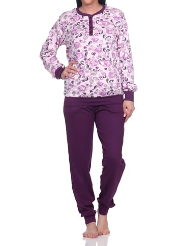 NORMANN r interlock Schlafanzug Pyjama lang Bündchen - 75967 in rosa