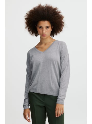 ICHI V-Ausschnitt-Pullover in grau