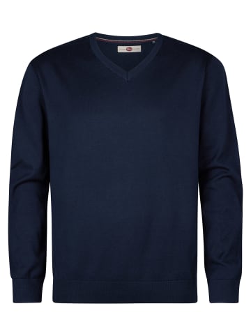 Petrol Industries Strickpullover mit V-Ausschnitt in großen Größen millgate in Blau