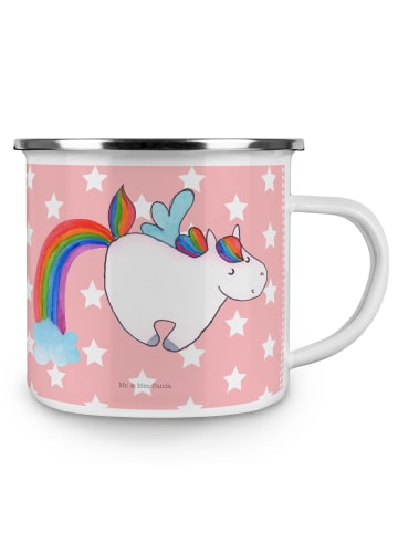 Mr. & Mrs. Panda Camping Emaille Tasse Einhorn Pegasus ohne Spruch in Rot Pastell