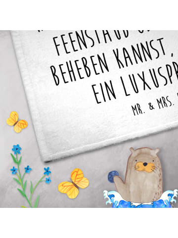 Mr. & Mrs. Panda Handtuch Einhorn Radfahrer mit Spruch in Weiß
