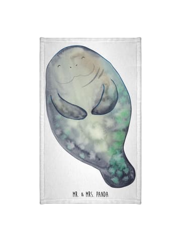 Mr. & Mrs. Panda Handtuch Seekuh Happy ohne Spruch in Weiß