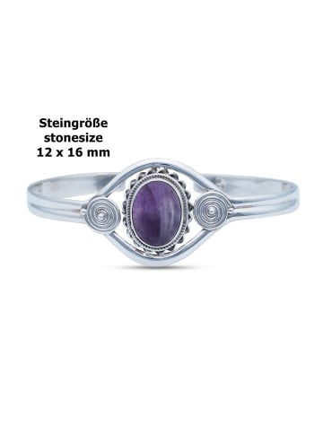 mantraroma 925er Silber - Armreifen (L) 18 cm mit Amethyst