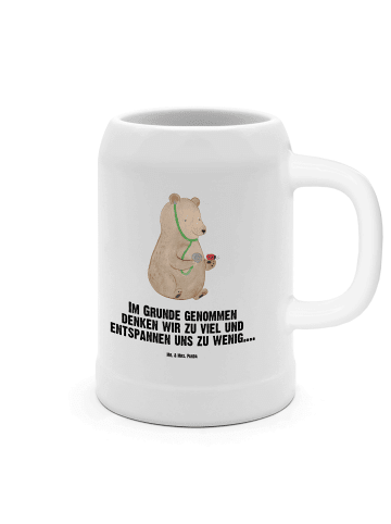 Mr. & Mrs. Panda Bierkrug Bär Arzt mit Spruch in Weiß