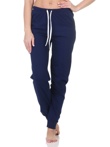 NORMANN Damen Pyjama Hose lang Mix & Match in marine