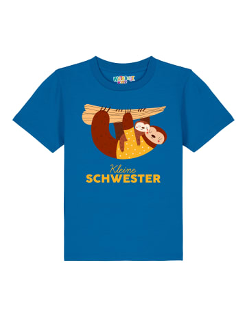 wat? Apparel T-Shirt Faultier Kleine Schwester in Blau