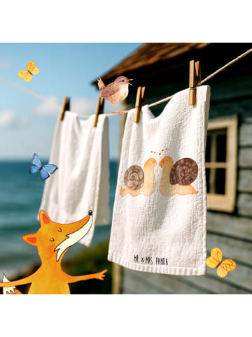 Mr. & Mrs. Panda Handtuch Schnecken Liebe ohne Spruch in Weiß