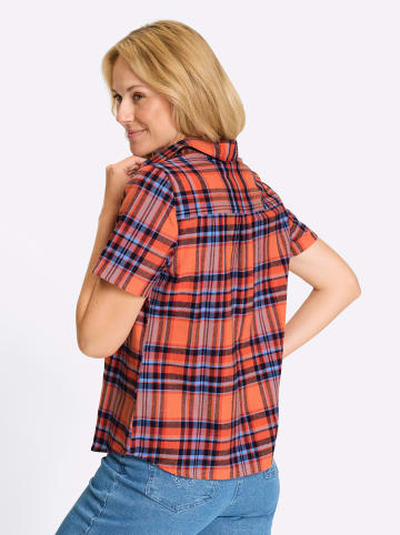 Sieh an! Karobluse in papaya-himmelblau-kariert