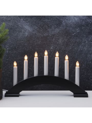 STAR Trading Schwarzer Lichterbogen ,Bea' aus Holz, 7-flammig, E10 Leuchtmittel, st