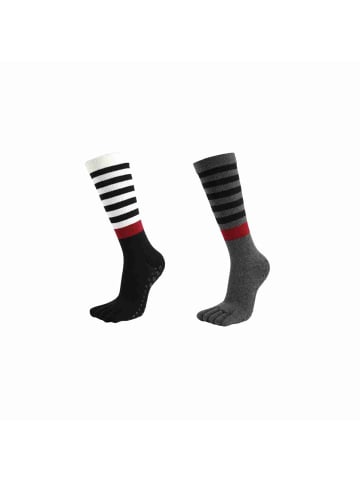 MUNADUNA 2er-Pack Kompressions-Yoga-Zehensocken mit Streifen Design-Farb-Mix