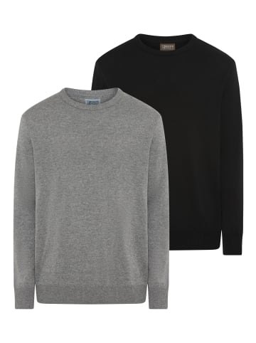 Man's World Rundhalspullover in schwarz/grau