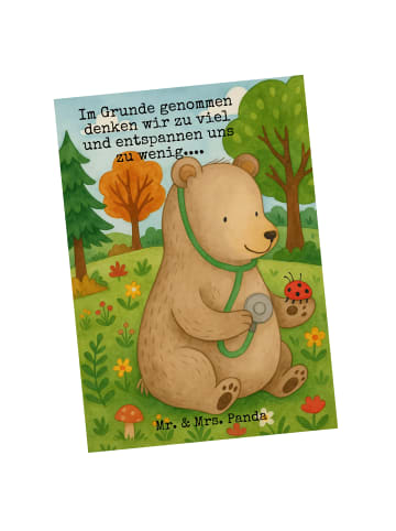 Mr. & Mrs. Panda Ansichtskarte Bär Arzt Design mit Spruch in Weiß