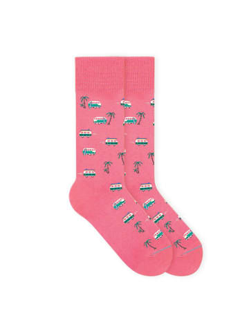 von Jungfeld Gemusterte Socken Ibiza Palmen Icon in Pink