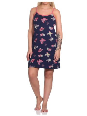 NORMANN Spaghetti Träger Nachthemd Schmetterling - 79596 in bunt