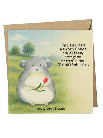 Mr. & Mrs. Panda Deluxe Karte Chinchilla Blume Design mit Spruch in Weiß