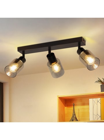 ZMH Deckenleuchte in schwarz 3-flammige E14 rechteckig Glas L 41cm