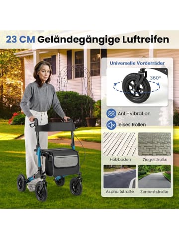 COSTWAY Rollator mit Luftbereifung in Blau