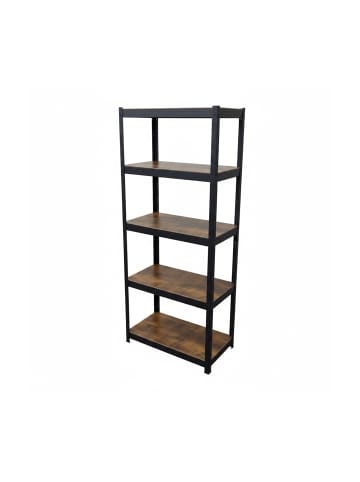 relaxdays Schwerlastregal in Schwarz/ Braun - (B)80 x (H)168 x (T)40 cm