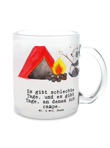 Mr. & Mrs. Panda Teeglas Panda Campen mit Spruch in Transparent