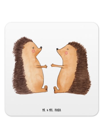 Mr. & Mrs. Panda Bierfilz Igel Liebe ohne Spruch in Weiß